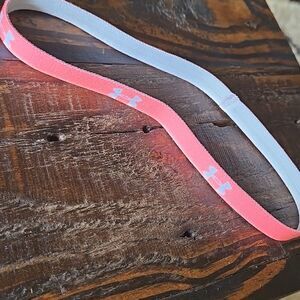 Under Armour Pink White Hairband Womwns Teen Hair Bangs Back Accessory